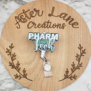 PHARM Tech Badge Reel, Pharmaceutical Gift, Glitter Badge Reel, Women&#39;s Badge Reel, Job Badge Reel, Nurse Gift, Pharmaceutical Tech