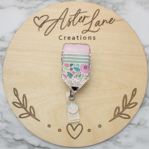 Pencil Badge Reel, Teacher Badge Reel, Student Teacher Gift, Glitter Badge Reel, Gift for Teacher, Floral Badge Reel, Spring Badge Reel