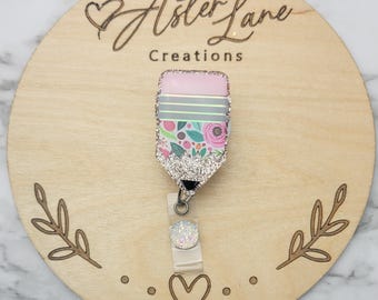 Pencil Badge Reel, Teacher Badge Reel, Student Teacher Gift, Glitter Badge Reel, Gift for Teacher, Floral Badge Reel, Spring Badge Reel