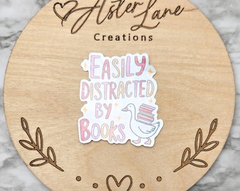 Bookish Sticker, EReader Sticker, Cute Sticker, Reader Gift, Bookish Sticker, Book Club Gift, Cute Goose Sticker, Bookish Goose, Distracted