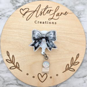 Black Bow Badge Reel, Cute Bow Badge Reel, Valentines Gift, Badge Reel, Heart Bow Badge Reel, Work Badge Reel, Nurse Gift, XOXO Black Bow