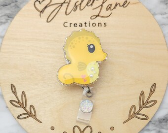 Seahorse Badge Reel, Cute Animal Badge Reel, Badge Reel, Beach Badge Reel, Ocean Badge Reel, Opal Badge Reel, Gift for mom, Sea Horse
