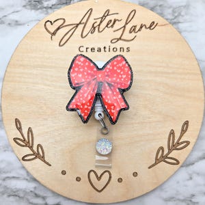 Heart Bow Badge Reel, Cute Bow Badge Reel, Valentines Gift, Badge Reel, Heart Bow Badge Reel, Work Badge Reel, Nurse Gift, Teacher Gift