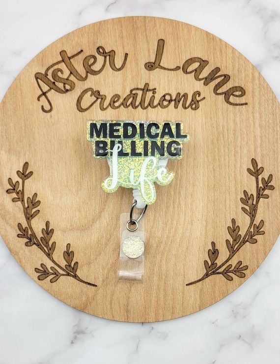 Medical Billing Badge Reel, Medical Employee Gift, Billing Badge Reel,  Glitter Badge Reel, Cute Badge Reel, Badge Reel, Finance Badge Reel 