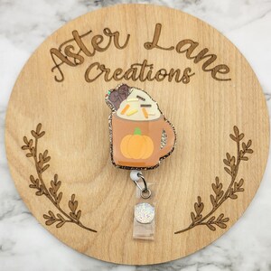 Pumpkin Spice Badge Reel, Pumpkin Coffee Badge Reel, Fall Badge Reel, Pumpkin Badge Reel, Halloween Badge Reel, Cute Coffee Badge Reel