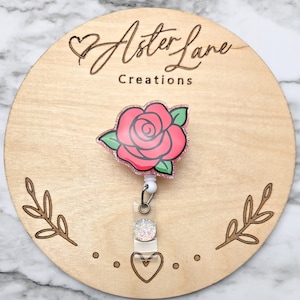 Flower Badge Reel, Spring Badge Reel, Rose Badge Reel, Badge Reel, Plant Gift, Gift for Nurse, Pretty Badge Reel, ID Holder, Rose