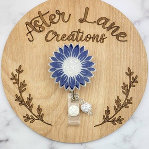 Sunflower Badge Reel, Summer Badge Reel, Summer Gift, Badge Reel, Colorful Badge Reel, Gift for Daughter, Gift for Nurse, Blue Sunflower
