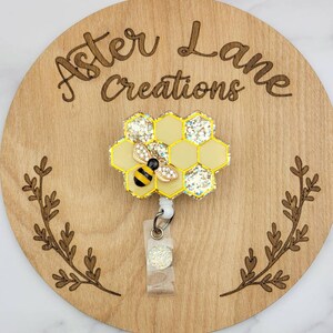 Bee Badge Reel, Cute Bee Badge Reel, Bee Gift, Badge Reel, Gold Bee Badge Reel, Gift for Teacher, Nurse Gift, Honeycomb Badge Reel