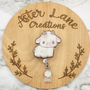 Cow Badge Reel, Chocolate Cow, Cute Cow Badge Reel, Cow Gift, Funny Cow, Glitter Badge Reel, Acrylic Badge Reel, Animal Badge Reel