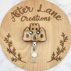 Sand Castle Badge Reel, Summer Badge Reel, Funny Badge Reel, Ocean Badge Reel, Beach Badge Reel, Glitter Badge Reel, Cute Gift Idea
