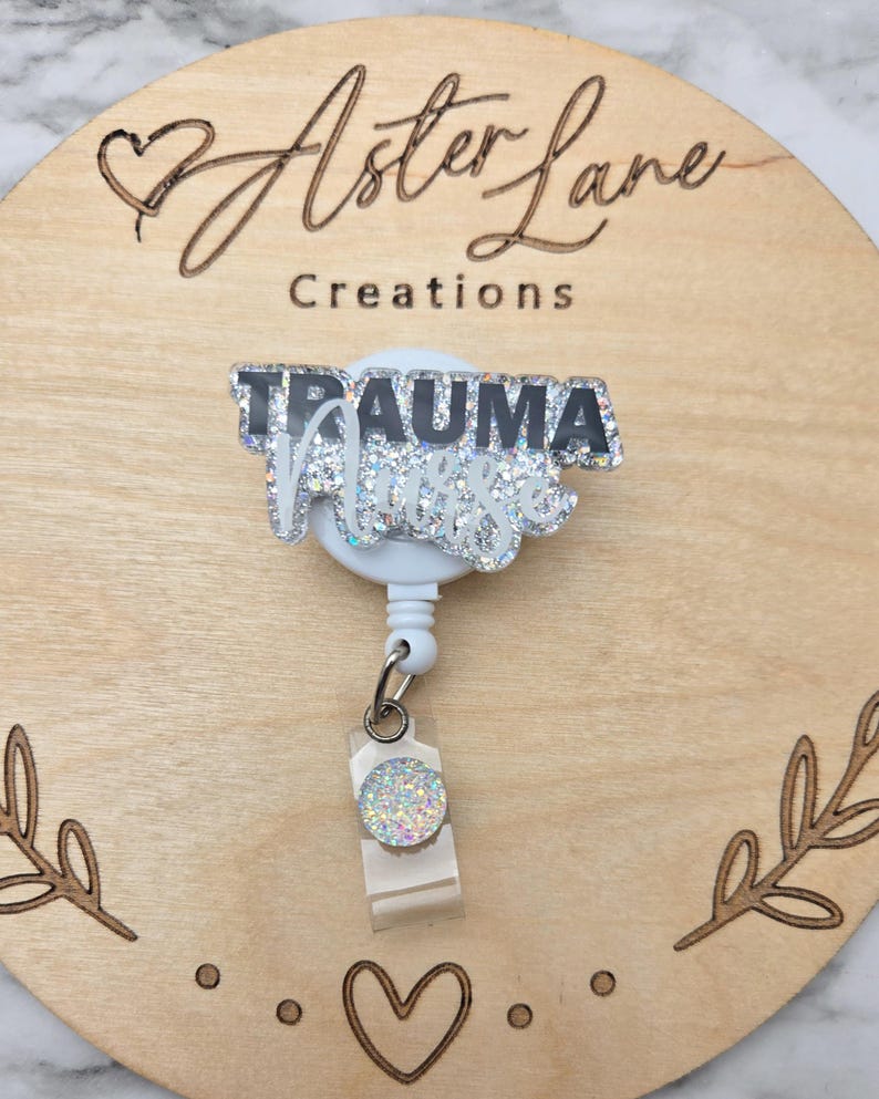 Trauma Nurse Badge Reel, Trauma Nurse Gift, Glitter Badge Reel, Cute Badge Reel, Trauma Badge Reel, Glitter Badge Reel, Nurse Gift image 2