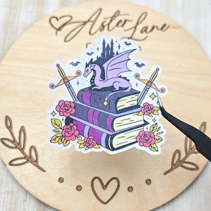 Sparkly Sticker, EReader Sticker, Cute Laptop Sticker, Gift For Reader, Bookish Sticker, Dragon Sticker, Fantasy Sticker, Fantasy Reader