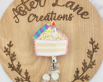 Birthday Cake Badge Reel, Food Badge Reel, Cake Badge Reel, Badge Reel, Cute Badge Reel, Birthday Gift, Unique Badge Reel, Badge Reel Gift