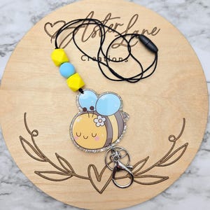 Teacher Lanyard, ID Lanyard, Beaded Lanyard, Teacher Gift, Office Staff Gift, School Nurse, Lanyard Gift, Cute Bee, Teacher Bee Gift