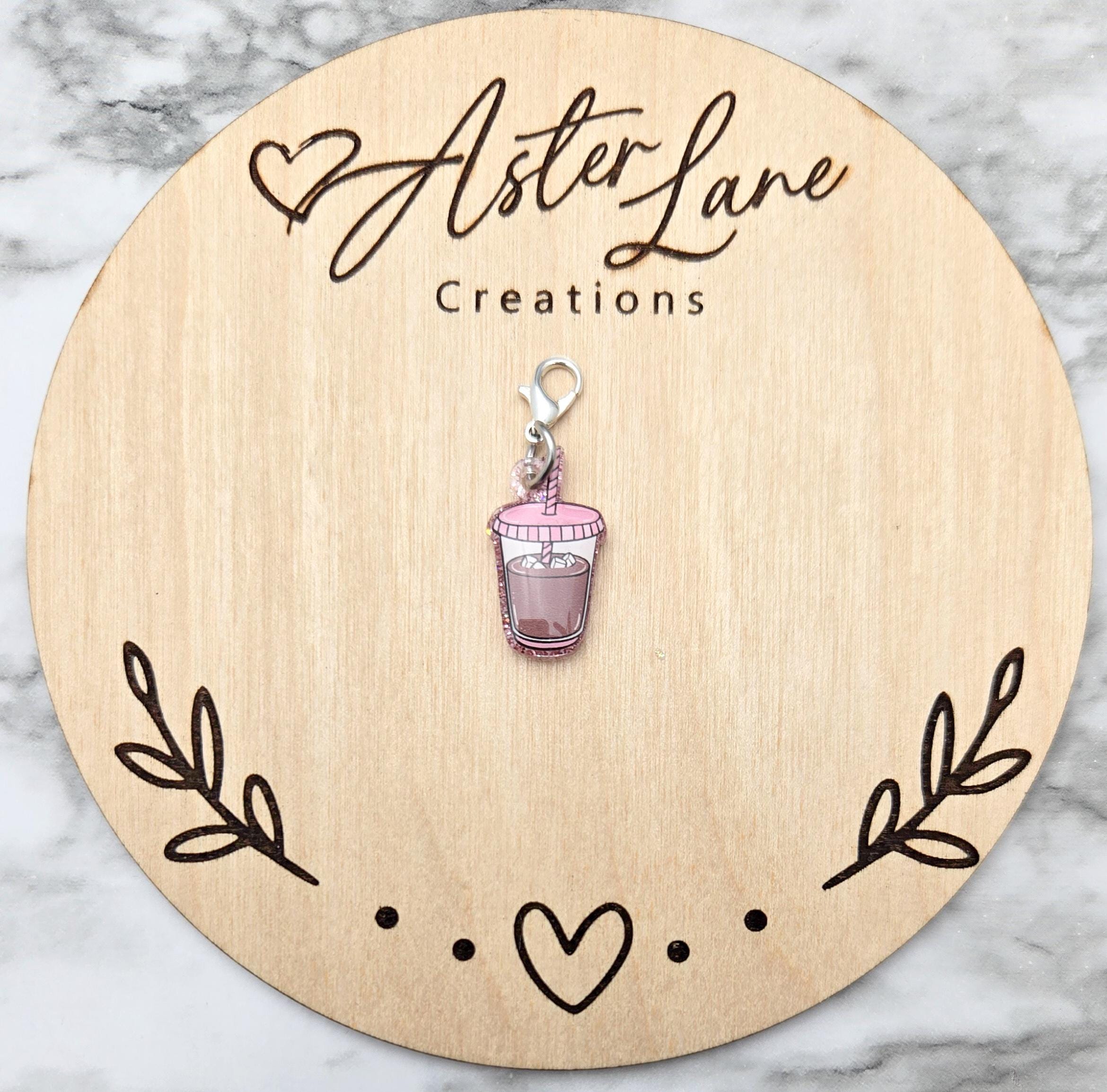 Badge Reel Charm, Coffee Charm, Teacher Charm, Glitter Charm, Badge Charm, Clip On Charm, Cute Coffee Gift, Cute Charm For Badge Ree