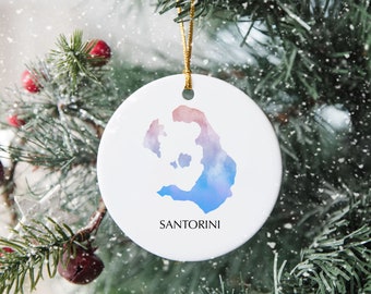 Santorini Grecia Ornamento per albero di Natale personalizzato Decorazione natalizia Regalo presente Pallina di Natale Decorazioni festive Personalizzato per le vacanze