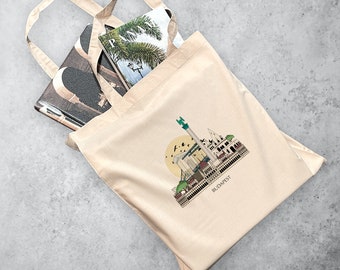 Budapest, Hungary | Personalised Tote Bag Reusable Eco Bag Polyester Shoulder Bag City Bag Souvenir Bag Illustrated Bag
