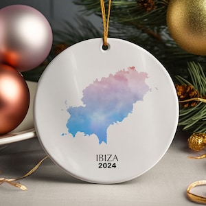 Ibiza Spanien Personalisierte Weihnachtsbaumschmuck Weihnachtsdekoration Geschenk vorhanden Weihnachtskugel Festliche Dekoration Urlaub Benutzerdefinierte