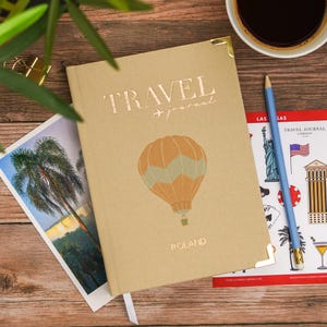 Heißluftballon Luxus Personalisiertes Reisejournal Leinen Notebook Bucket List Reisegeschenk Benutzerdefinierte Urlaubsplaner