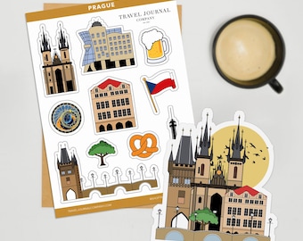 Prague Travel Sticker Sheet Scrapbooking Planner Sticker Journal Sticker