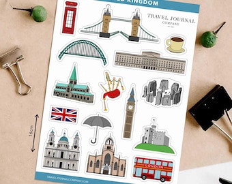 United Kingdom Travel Sticker Sheet Scrapbooking Planner Sticker Journal Sticker