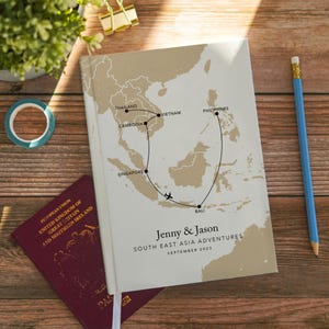Benutzerdefinierte Karte Südostasien Reisejournal personalisiertes Notizbuch Bucket List Weltreise Reiseplaner Vietnam Thailand Singapur