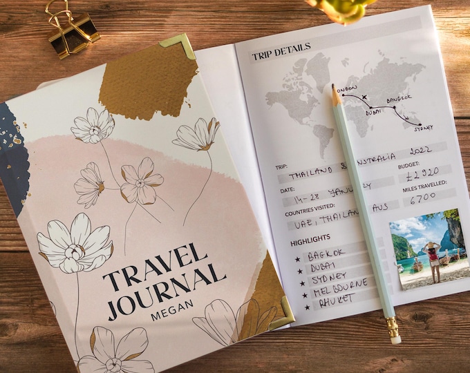 Floral Personalised Travel Journal | Bucket List & Travel Planner