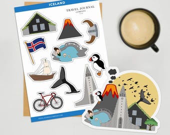Iceland Reykjavik Sticker Sheet Scrapbooking Planner Sticker Journal Sticker
