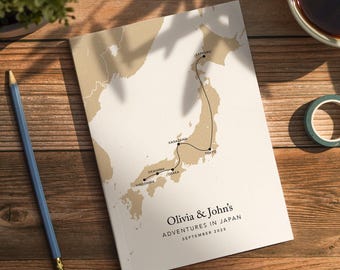 Mappa personalizzata, diario di viaggio in Giappone, quaderno personalizzato, lista dei desideri, viaggi nel mondo, pianificatore di viaggi, libro di avventure