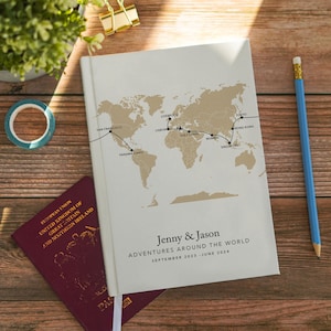 Custom World Map Travel Journal Personalised Notebook Bucket List World Travel Travel Planner Adventure Book