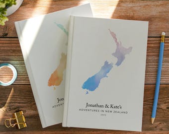 New Zealand Travel Journal Personalised Notebook Travel Map DiaryTravel Planner Bucket List Book
