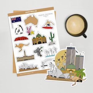 Australien Aufkleber Bogen Reise Journal Aufkleber Planer Aufkleber Die Cut Aufkleber Scrapbook Sticker Reise Aufkleber Sydney Bordeaux