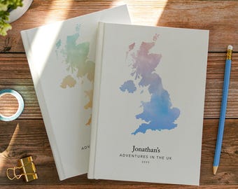 UK England Travel Journal Personalised Notebook Travel Map Diary Travel Planner Custom Bucket List Book