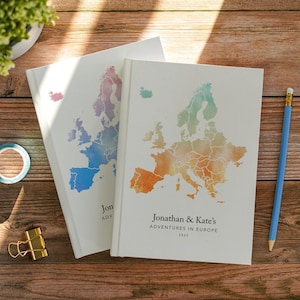 Europa Reisejournal personalisiertes Notizbuch Tagebuch Reiseplaner Bucket List Buch Road Trip Planer Interrail