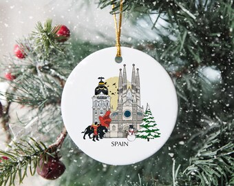 Spain Personalised Christmas Tree Bauble Ceramic Ornament Decoration Gift Present Festive Souvenir Holiday Madrid Barcelona Custom