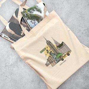 New York USA | Personalised Tote Bag Reusable Eco Bag Polyester Shoulder Bag City Bag Souvenir Bag Illustrated Bag