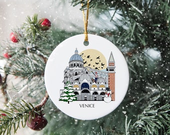 Venezia Italia Albero di Natale personalizzato Ornamento in ceramica Decorazione Regalo Regalo Pallina di Natale Decorazione festiva Ornamento festivo Regalo di viaggio