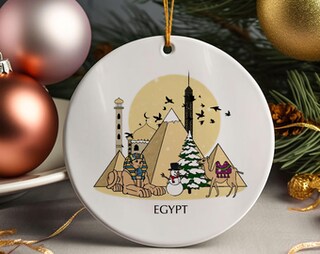 Weekino Pendente Albero Di Natale In Ceramica Con Geroglifici Egiziani, 7,2 Cm, Souvenir Di Viaggio