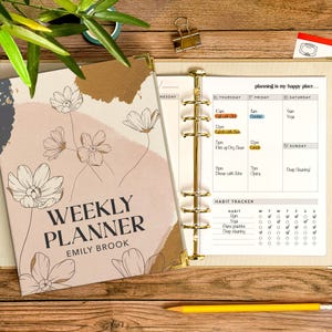 Agenda hebdomadaire non daté - Classeur personnalisé en lin