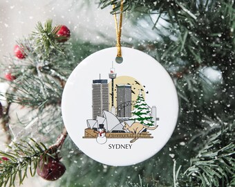 Sydney Australia Albero di Natale personalizzato Ornamento in ceramica Decorazione Pallina di Natale Regalo Presente Decorazioni festive per la casa Vacanze personalizzate