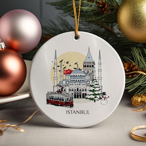 Istanbul Personalised Christmas Tree Ceramic Ornament Turkey Decoration Gift Present Xmas Bauble Decor Holiday Ornament Travel Gift