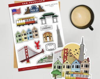 San Francisco Travel Sticker Sheet Scrapbooking Planner Sticker Journal Sticker