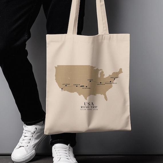 customized travel map tote bags USA Personalized Map Tote Bag