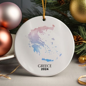 Griechenland Personalisierte Weihnachtsbaum Ornament Weihnachtsdekoration Geschenk vorhanden Christbaumkugel Festliche Dekor Urlaub Custom