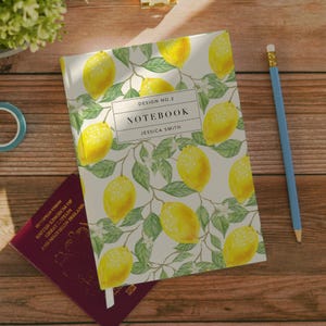 Carnet de notes de luxe citron méditerranéen Carnet personnalisé méditerranéen Carnet cartonné personnalisé