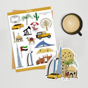Dubai Aufkleber Bogen sterben Schnitt Aufkleber Journal Sticker Planer Sticker Reisejournal Scrapbook Sticker Reiseaufkleber