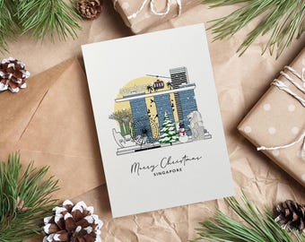 Personalized Singapore Christmas Card: Illustrated Holiday Greeting