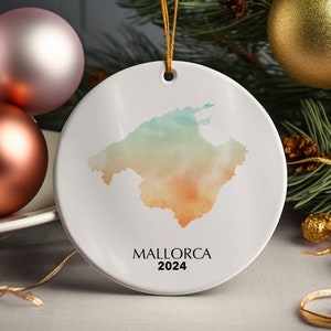 Majorque, Espagne, décoration de sapin de Noël personnalisée, décoration de Noël, cadeau, boule de Noël, décoration de fête, vacances personnalisées