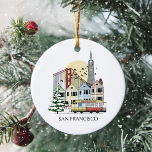 San Francisco California Christmas Tree Ceramic Ornament Emirates Personalised Decoration Gift Christmas Bauble Home Decor Holiday Custom image 1