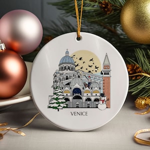 Venice Italy Personalised Christmas Tree Ceramic Ornament Decoration Gift Present Xmas Bauble Festive Decor Holiday Ornament Travel Gift